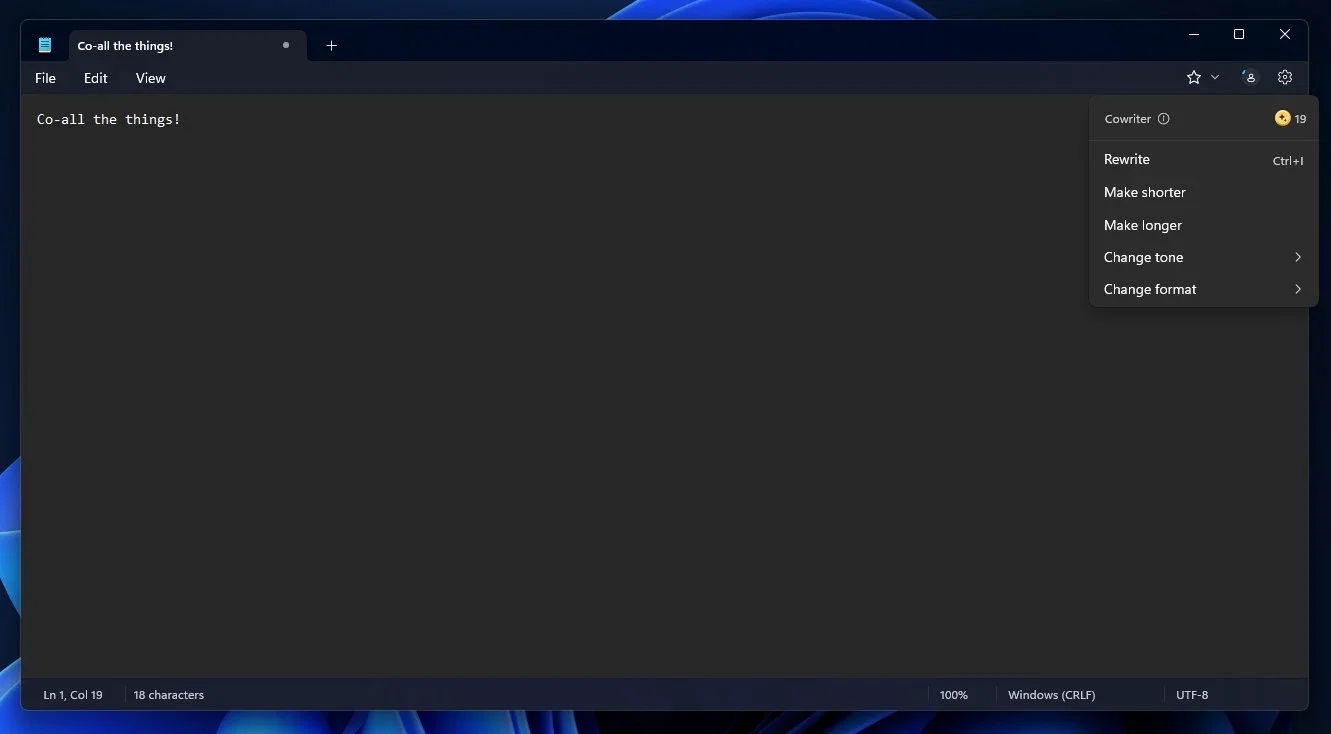 Cowriter in Notepad