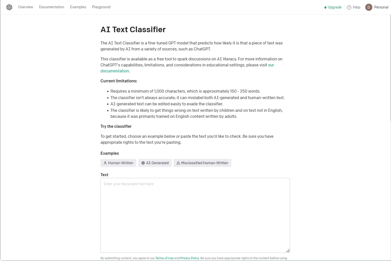 OpenAI Text Classifier