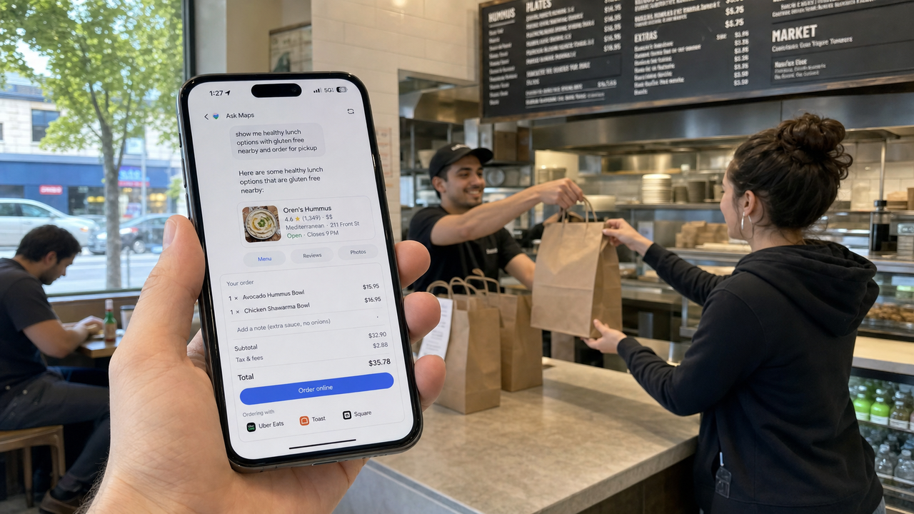 Google Maps ordina cibo e prenota hotel con l’AI