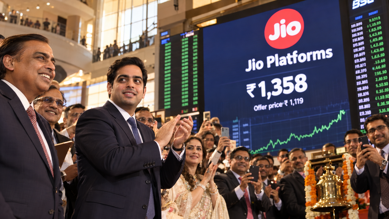 Jio debutta in Borsa con un rialzo del 21%